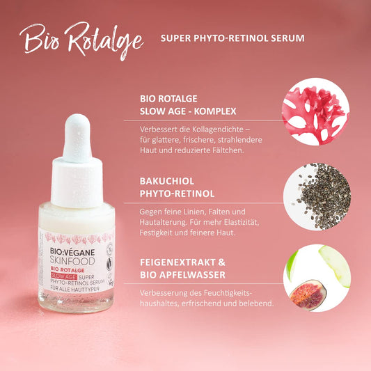 Bio:Vegane Skinfood Organic Red Algae Slow Age Super Phyto-Retinol Serum For All Skin Types 0.5 Fl Oz (15 Ml), 1