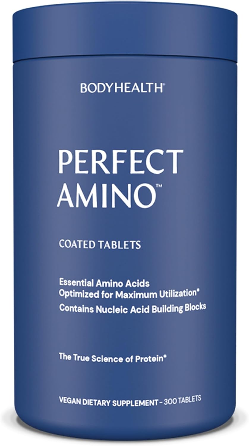 Bodyhealth Perfectamino (300 Ct) Easy To Swallow Tablets, Essential Amino Acids Supplement With Bcaas, Vegan Protein For Pre/Post Workout & Muscle Recovery With Lysine, Tryptophan, Leucine, Methionine