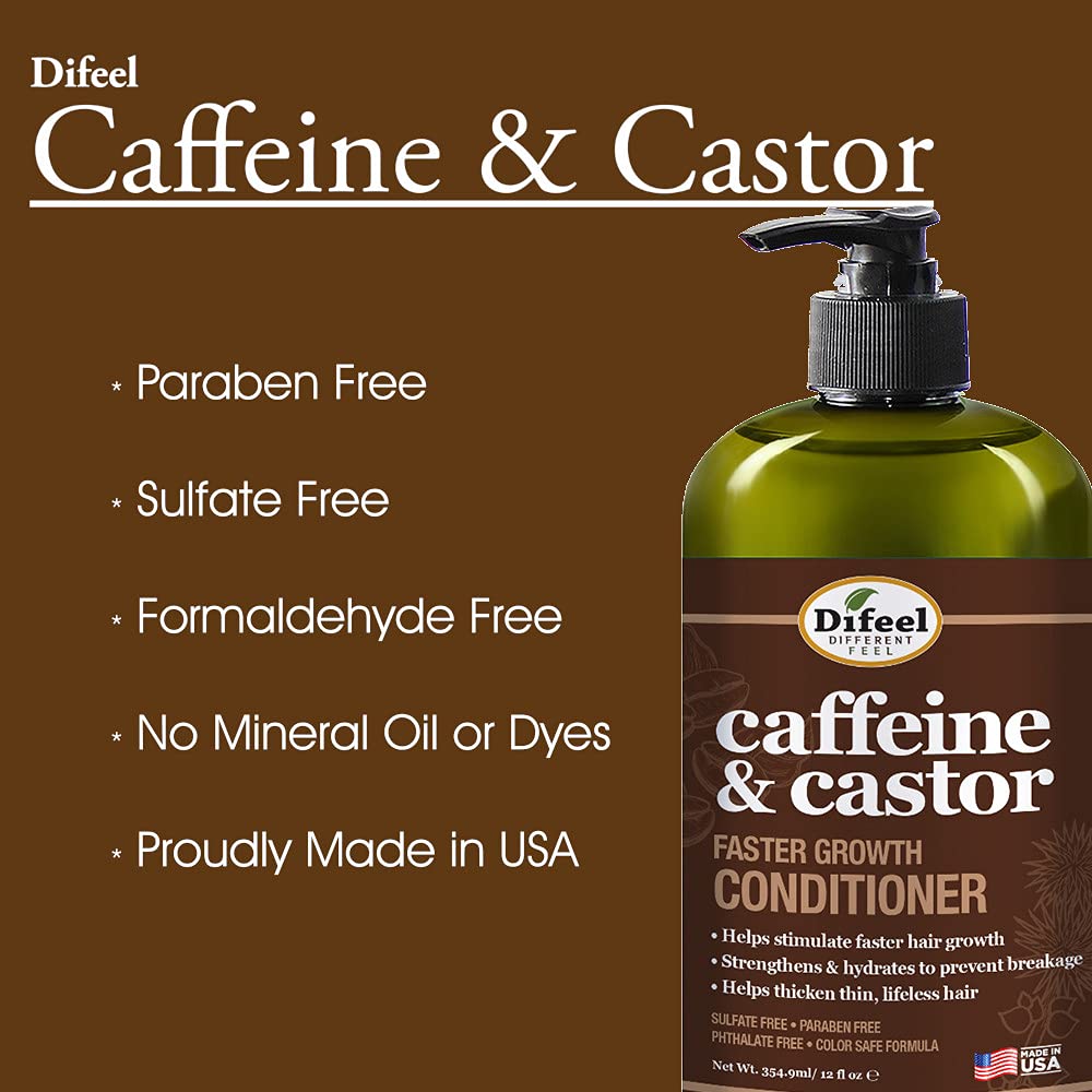 Difeel Caffeine & Castor Faster Growth Conditioner 12 oz. : Beauty & Personal Care