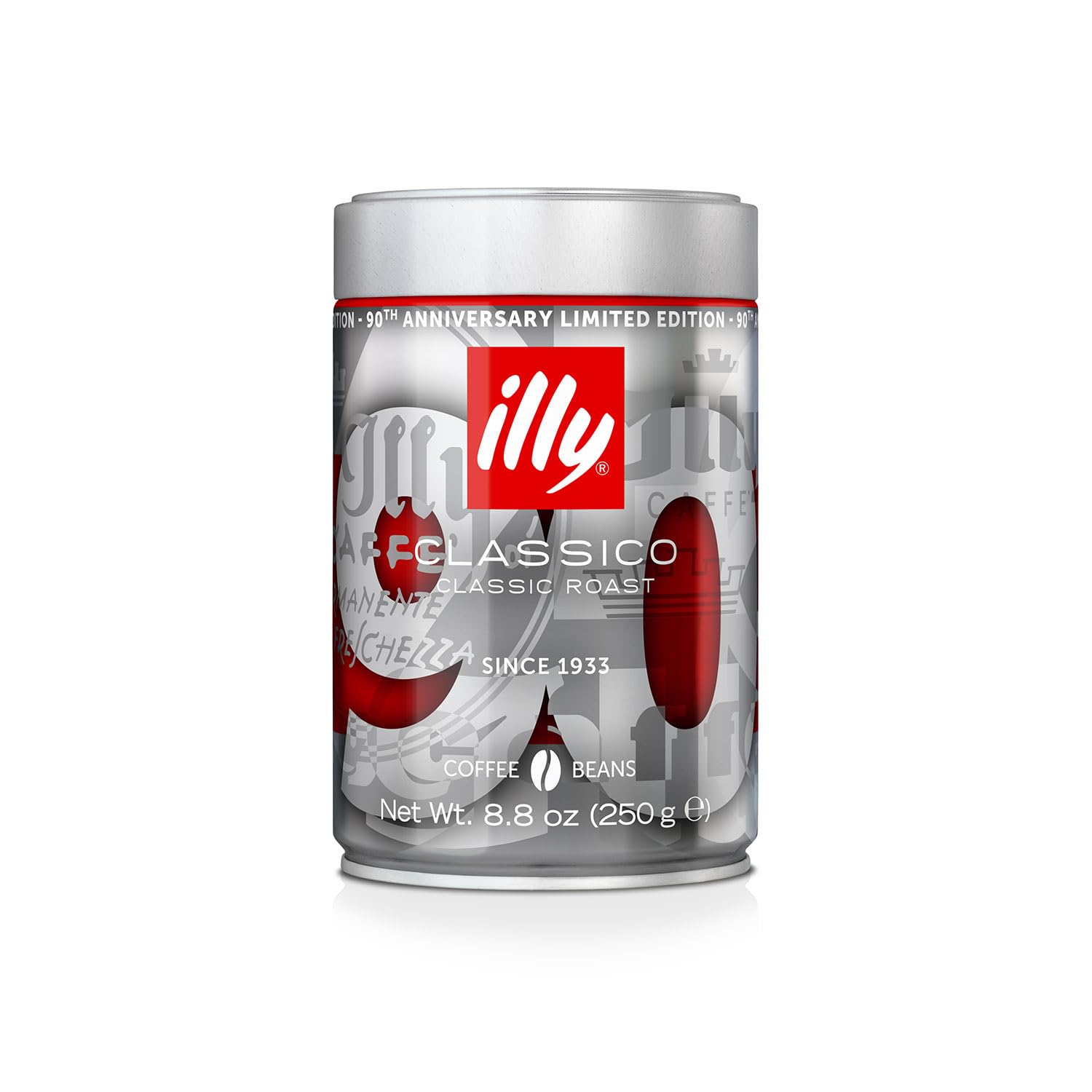 Illy Classico Whole Bean Coffee Medium Roast 90th Anniversay Edition, 8.8 Ounce Can (Pack of 1) : Grocery & Gourmet Food