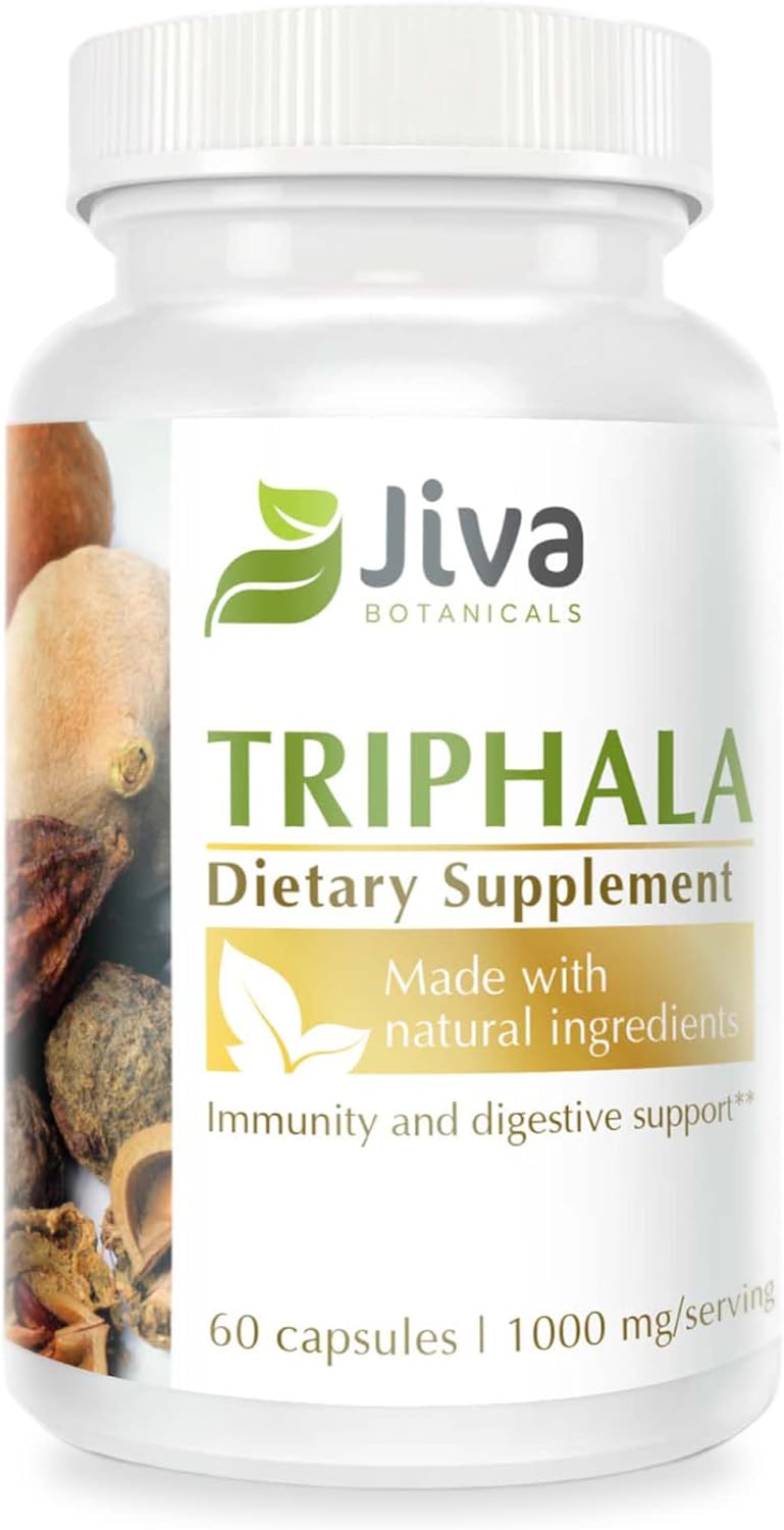 Triphala Supplement - Organic Triphala Capsules Made with Amalaki, Bibhitaki and Haritaki Powder - Triphala Powder Extracts Capsules for Digestive & Immune System - 60 Vegan Capsules