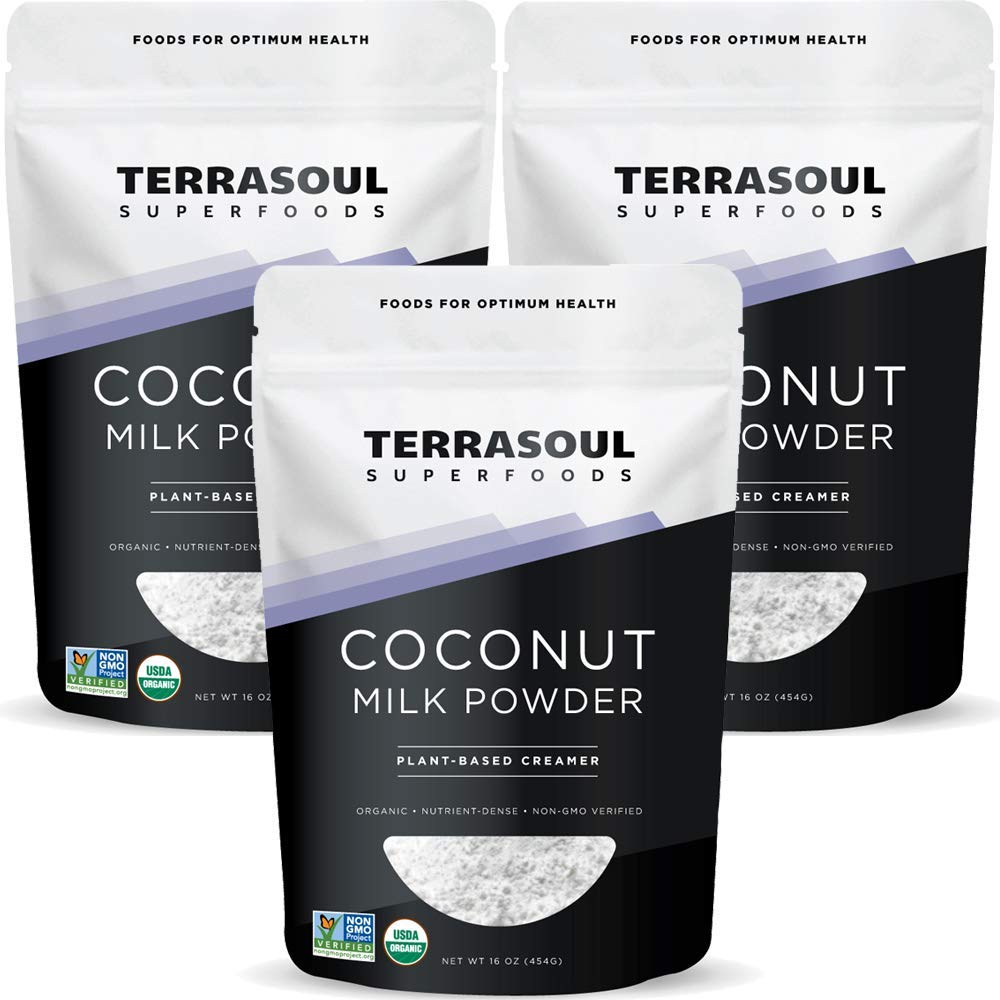 Terrasoul Superfoods Organic Coconut Milk Powder, 3 Lbs (3 Pack) - Plant-Based Creamer | Keto Friendly