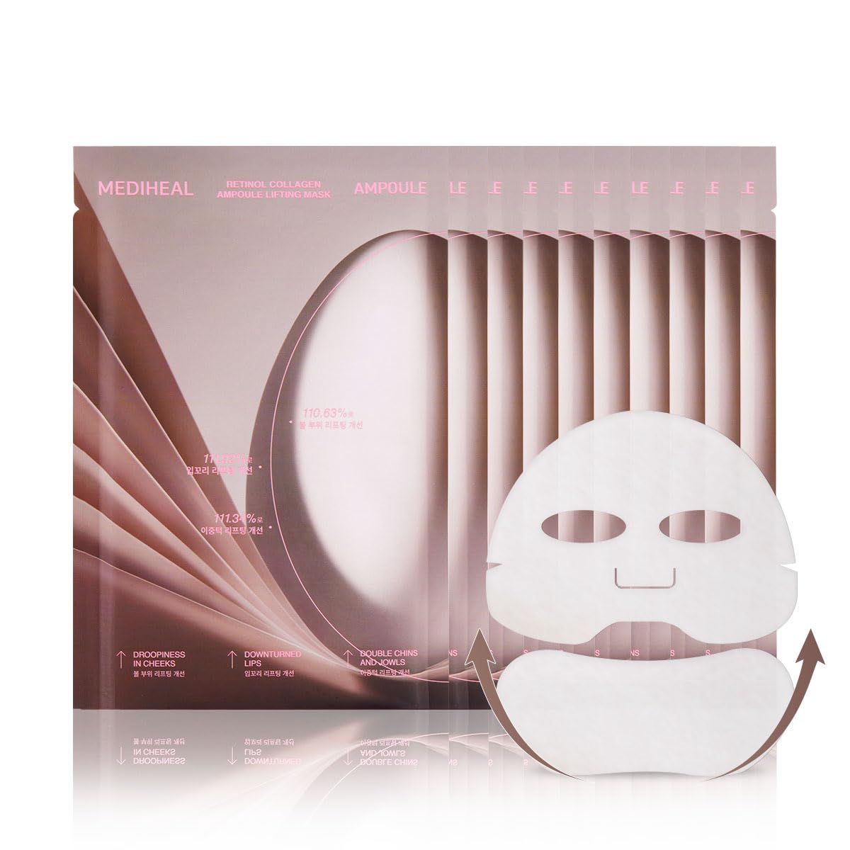 Mediheal Retinol Collagen Cream Lifting Mask (4 Counts) For V Line Mask,Anti-Aging - Helps Reduce Fine Lines & Wrinkles, And Smoothens Skin