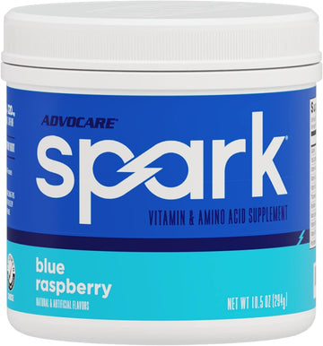 Advocare Spark Vitamin & Amino Acid Supplement - Focus & Energy Drink Powder Mix With Vitamin A, B-6, C & E - Also Includes L-Carnitine & L-Tyrosine - Blue Raspberry, 10.5 Oz