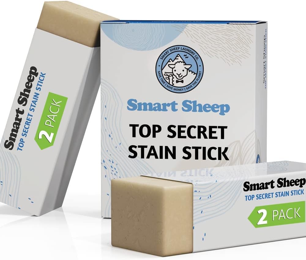 4 Pack Stain Stick - Stain Remover Bar for Clothes by Smart Sheep - Powerful Laundry Stain Remover - Formulated w/Natural Ingredients - Perfect for Food Drink Pet Grass & Blood Stains