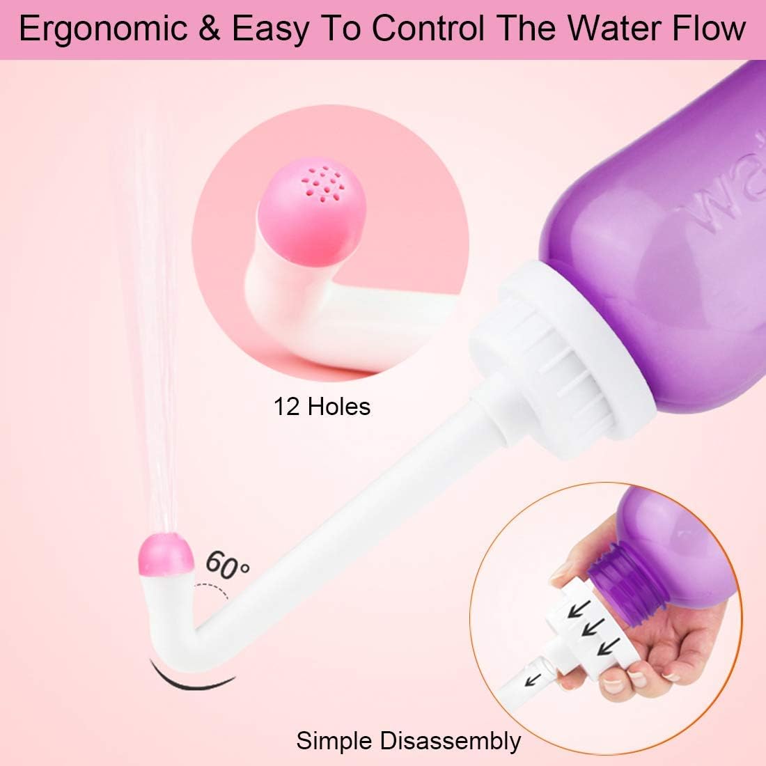 Wolfbeam Portable Hand-held Vulva and Anus Cleaner and Personal Health Vaginal Washing Container, Travel Urinal Spray Scrubber for Personal Hygiene (PG 2INQ 450ML) : Health & Household