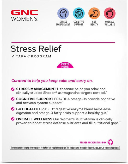 Gnc Women'S Stress Relief Vitapak, Stress & Cortisol Management, 30 Count