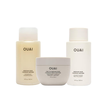 OUAI Medium Hair Bundle - Conditioner, Shampoo & Hair Treatment Masque Formulated with With Shea Butter, Keratin and Panthenol - Paraben, Phthalate and Sulfate Free Hair Care (10 Oz/10 Oz/8 Fl Oz)