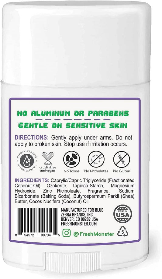 Fresh Monster Natural Deodorant For Kids And Teens | Aluminum Free, Paraben Free, Hypoallergenic | Gummy Burst Scent (1.76Oz)