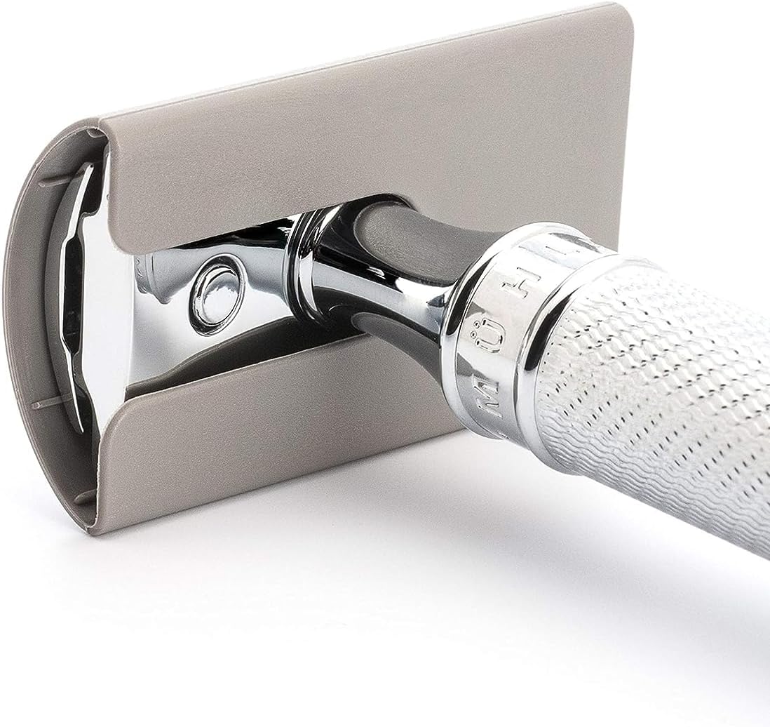 Mühle R 89 Shaving Set 5 Pieces - Safety Razor With Closed Comb Chrome-Plated Metal Blade, Cream, Cloth - Silver : Beauty & Personal Care