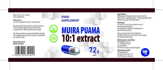 Hepatica Muira Puama Bark Extract 5000Mg | 10:1 Extract (500Mg) | 120 Vegan Capsules | High Strength Energy, Stamina & Libido Support | 3Rd Party Lab Tested | Gluten-Free & Non-Gmo
