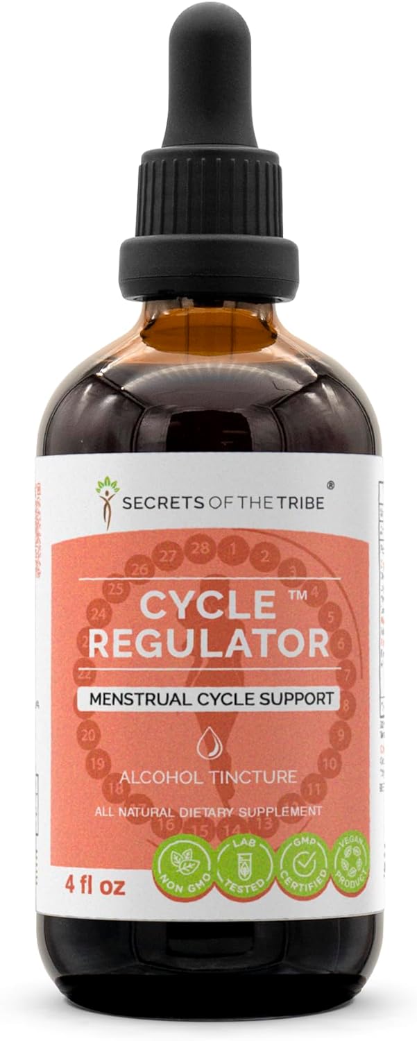 Secrets of the Tribe - Cycle Regulator, Herbal Supplement Blend Drops Alcohol Liquid Extract, Menstrual Cycle Support (4 fl oz)