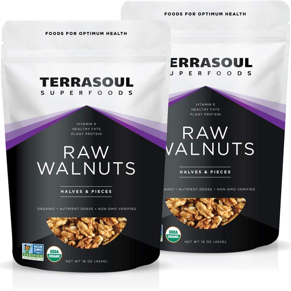 Terrasoul Superfoods Organic Raw Walnuts, 2 Lbs (2 Pack) - Chandler Variety | Fresh | Light Color