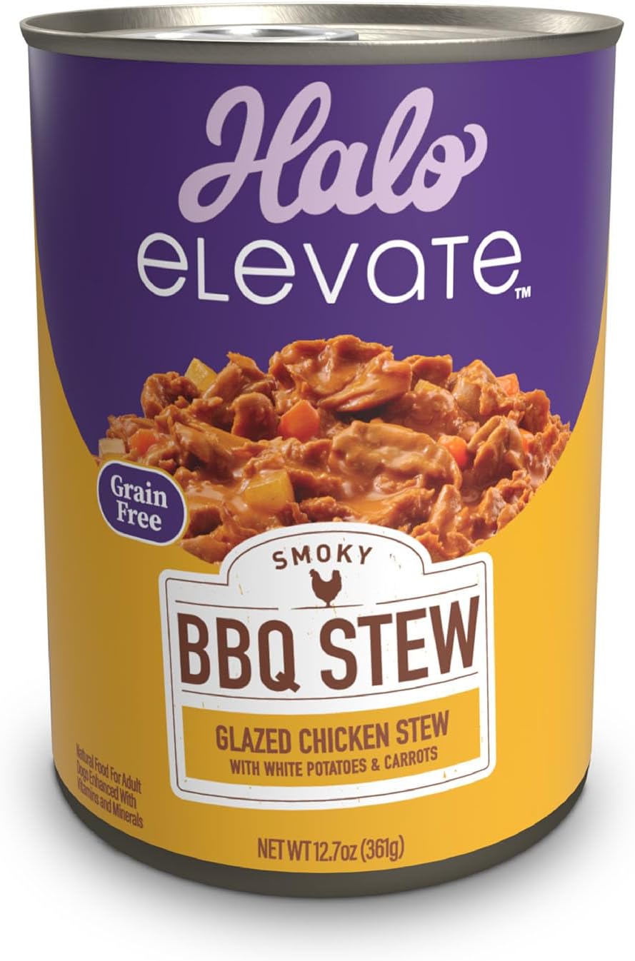 Halo Elevate Wet Dog Food, Grain Free, Smoky Bbq Glazed Chicken Stew With White Potatoes & Carrots, 12.7Oz (Pack Of 6)