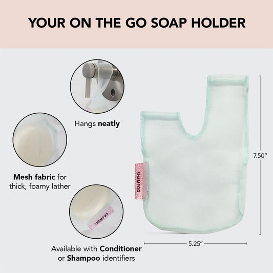 Kitsch Bar Soap Saver Bag – Recycled Mesh Beauty Bar Pouch For Body Wash, Conditioner & Shampoo Bars, Holder To Preserve Soap, Eco-Friendly, Patented Bag – Blush