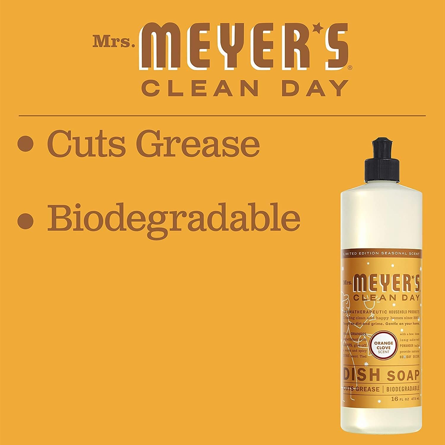 Mrs Meyers Clean Day Liquid, Orange Clove 16 oz. (Pack of 6) : Mrs Meyers Dish Soap : Health & Household