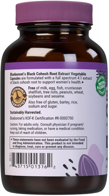 Bluebonnet Black Cohosh Root Extract Supplement, 60 Count, White