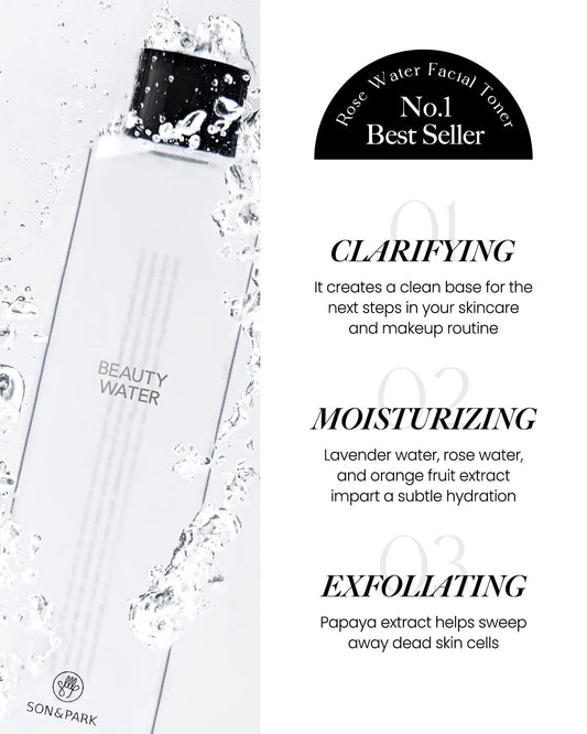 Son&Park Beauty Water 340Ml (11.49 Fl. Oz) | Multi-Purpose Toner For Oil Control Hydrating Exfoliating Skincare Daily Cleansing Booster With Rose Water Witch Hazel Lavender Oil
