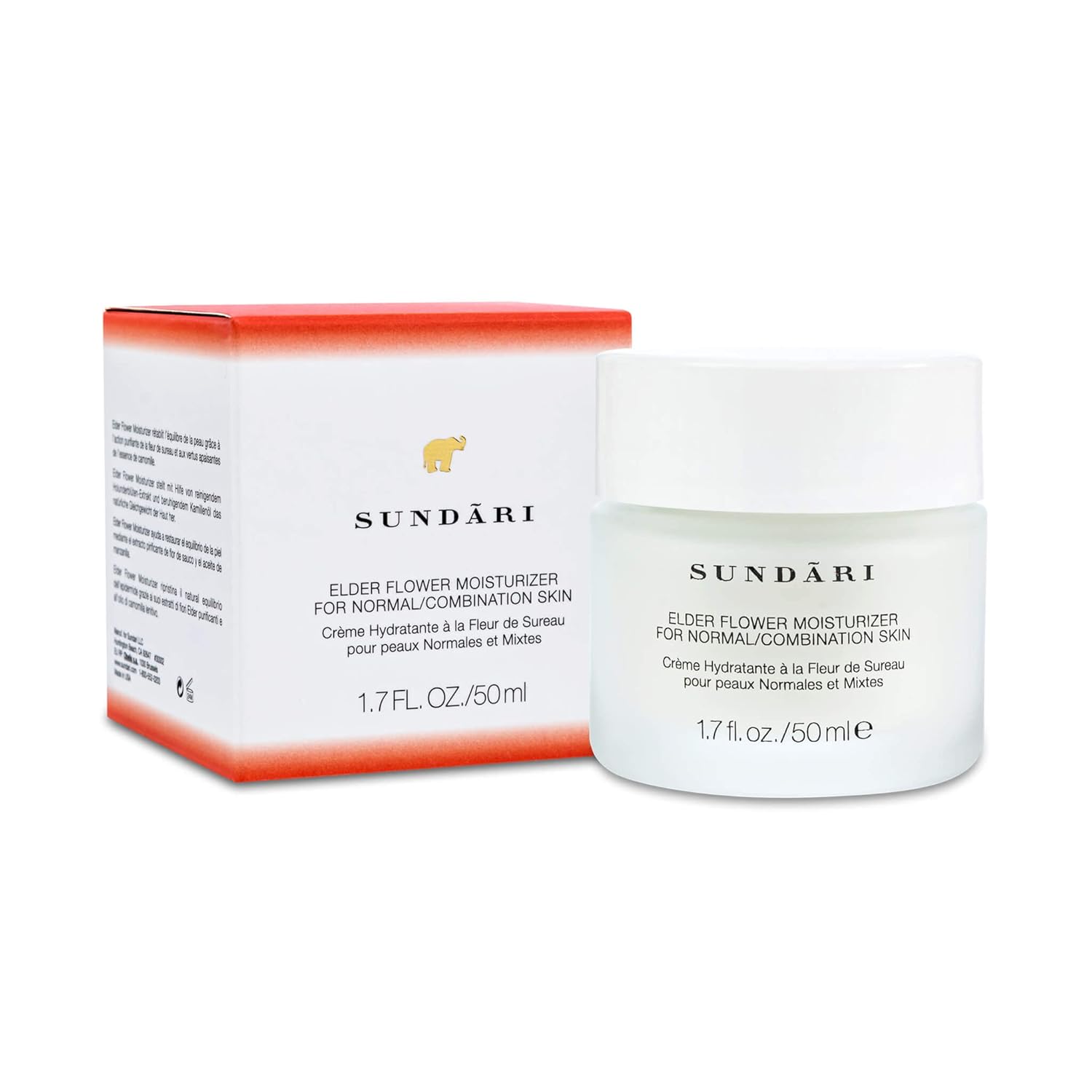 Sundari Elder Flower Moisturizer - 1.7 Fl Oz, Lightweight Hydrating Face Cream, Anti-Aging, Soothing, Refreshes And Nourishes, All Natural Ingredients : Beauty & Personal Care