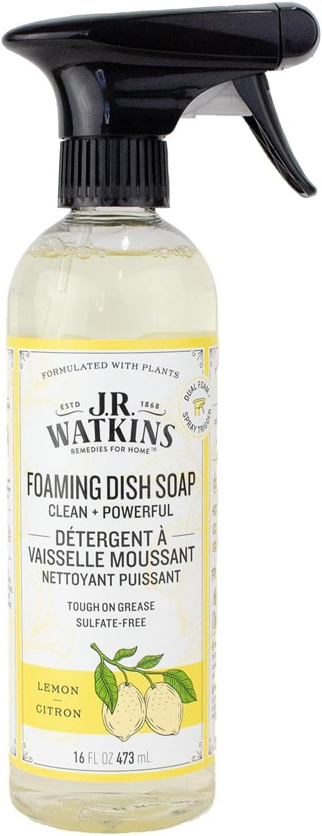 J. R Watkins Trigger Spray Foaming Dish Soap - Lemon - 16oz, (Pack of 1)