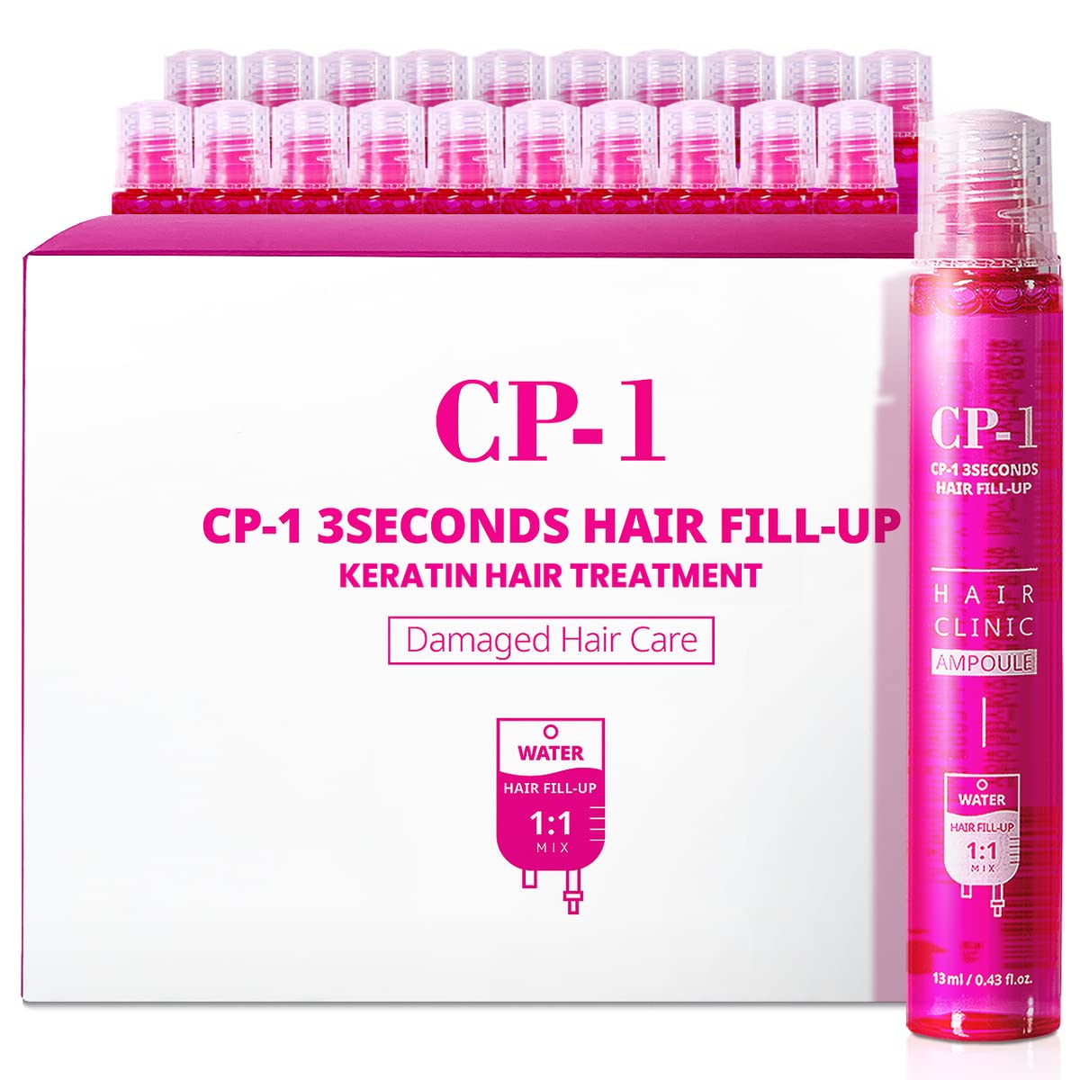 Cp-1 3 Seconds Keratin Hair Treatment Set, 20Ea (13Ml Each), Rinse Off Deep Conditioner For Dry Damaged Hair, Protein Mask, Salon Quality Self Hair Care