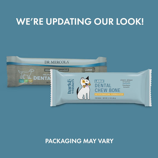 Dr. Mercola, Dental Chew Bones For Dogs, Large, 1 Box (12 Bones), Dog Dental Care That Helps Clean Teeth And Freshen Breath, Non Gmo, Soy Free, Gluten Free