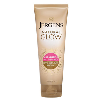 Jergens Natural Glow Self Tanner Body Lotion, Sunless Tanning, Medium To Deep Skin Tone, Daily Moisturizer With Coconut Oil, Vitamin E And Antioxidants, 7.5 Oz