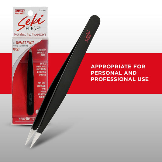 Seki Edge Ss-501- Black Stainless Steel Point Tweezer