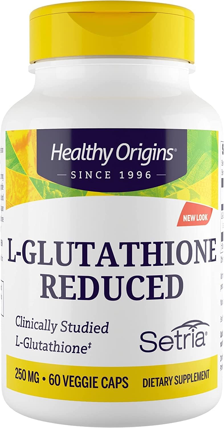 Healthy Origins L-Glutathione (Setria) Reduced, 250 mg - Immune Support Supplement - Collagen & Antioxidant Support - Gluten-Free Supplement - 60 Veggie Capsules