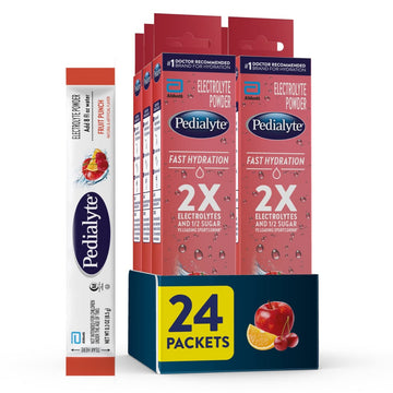 Pedialyte Fast Hydration Electrolyte Powder Packets, Fruit Punch, Hydration Drink, 4 Count (Pack Of 6), Total-24 Single-Serving Powder Packets