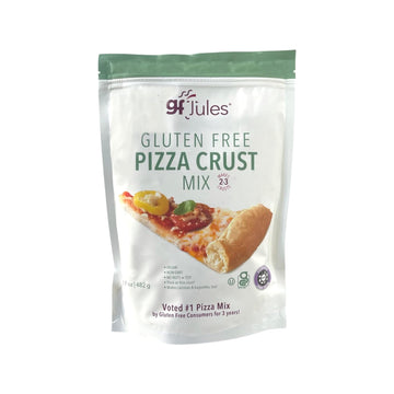 gfJules Certified Gluten Free Pizza Crust Mix | No Grit, Non-GMO, Vegan, Kosher & Top 9 Allergen Free | Dough Mix | Makes two-three 12 in. Crusts | 17oz Resealable Pouch