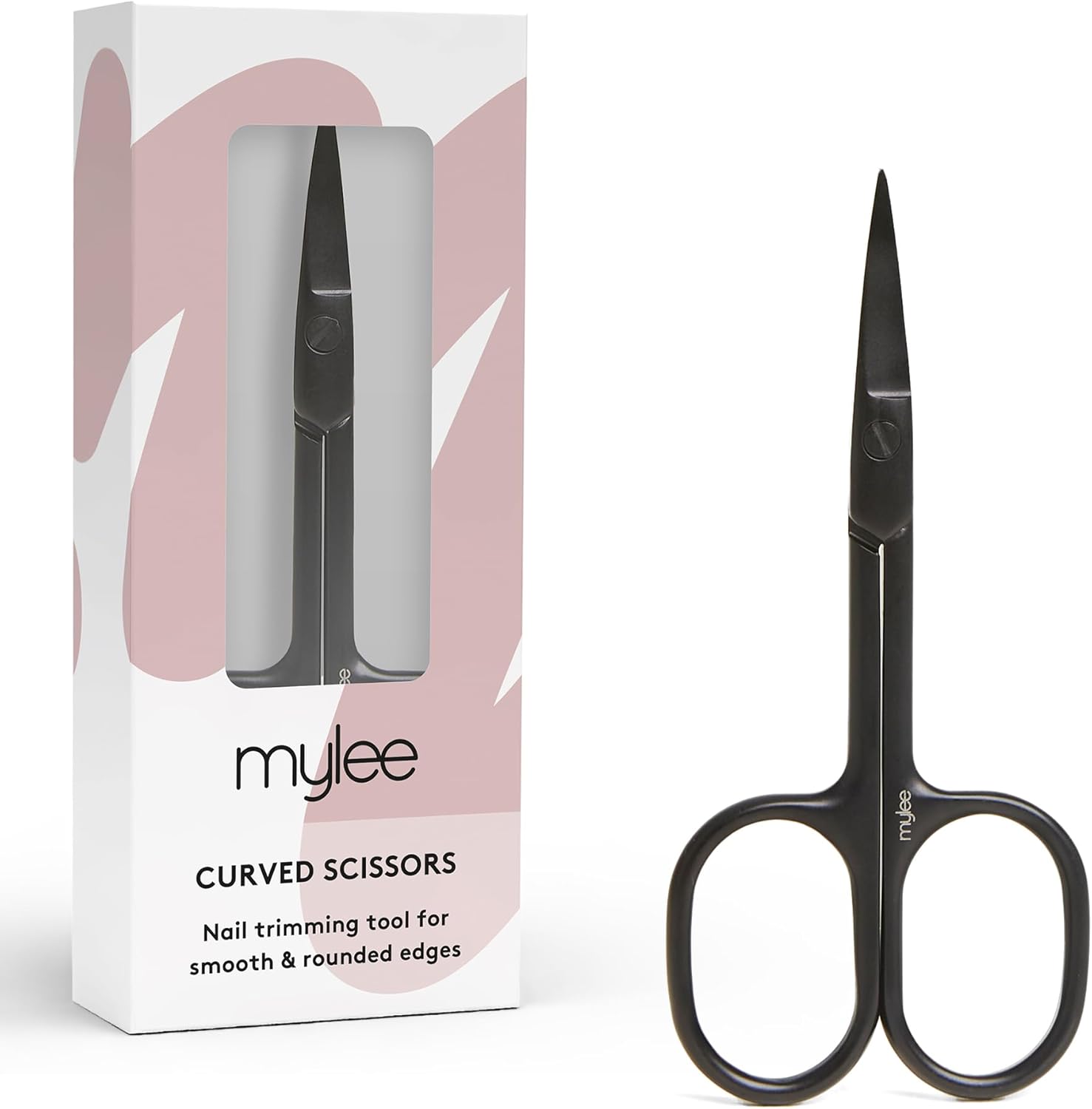 Mylee Curved Edge Nail Scissors – Professional, Sleek, Matte Black, Stainless Steel, Salon-Quality Nail Scissors For Precision Trimming And Smooth, Rounded Edges