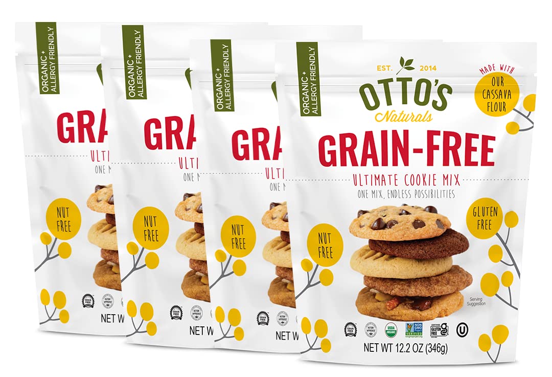 Otto’s Naturals Grain-Free Ultimate Cookie Mix, Made with Organic Cassava Flour, Gluten-Free All-Purpose Cookie Mix, Non-GMO Verified, 12.2 Oz Bag (Pack of 4)