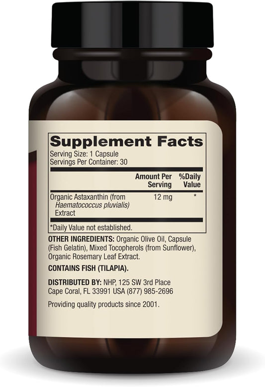 Dr. Mercola Astaxanthin, 30 Servings (30 Capsules), Dietary Supplement, 12 mg Per Capsule, Provides Antioxidant Power for Overall Health, Non-GMO