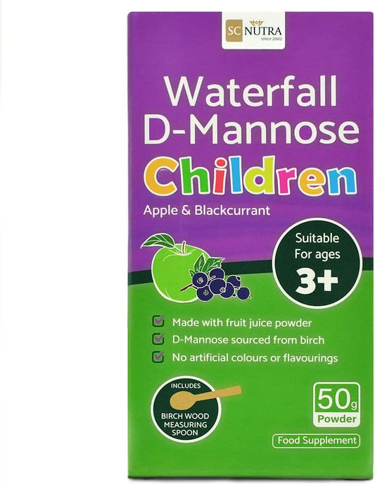 Waterfall D-Mannose Children - Apple & Blackcurrant - Infant D-Mannose - Suitable for Girls & Boys | 50g / 1.76oz