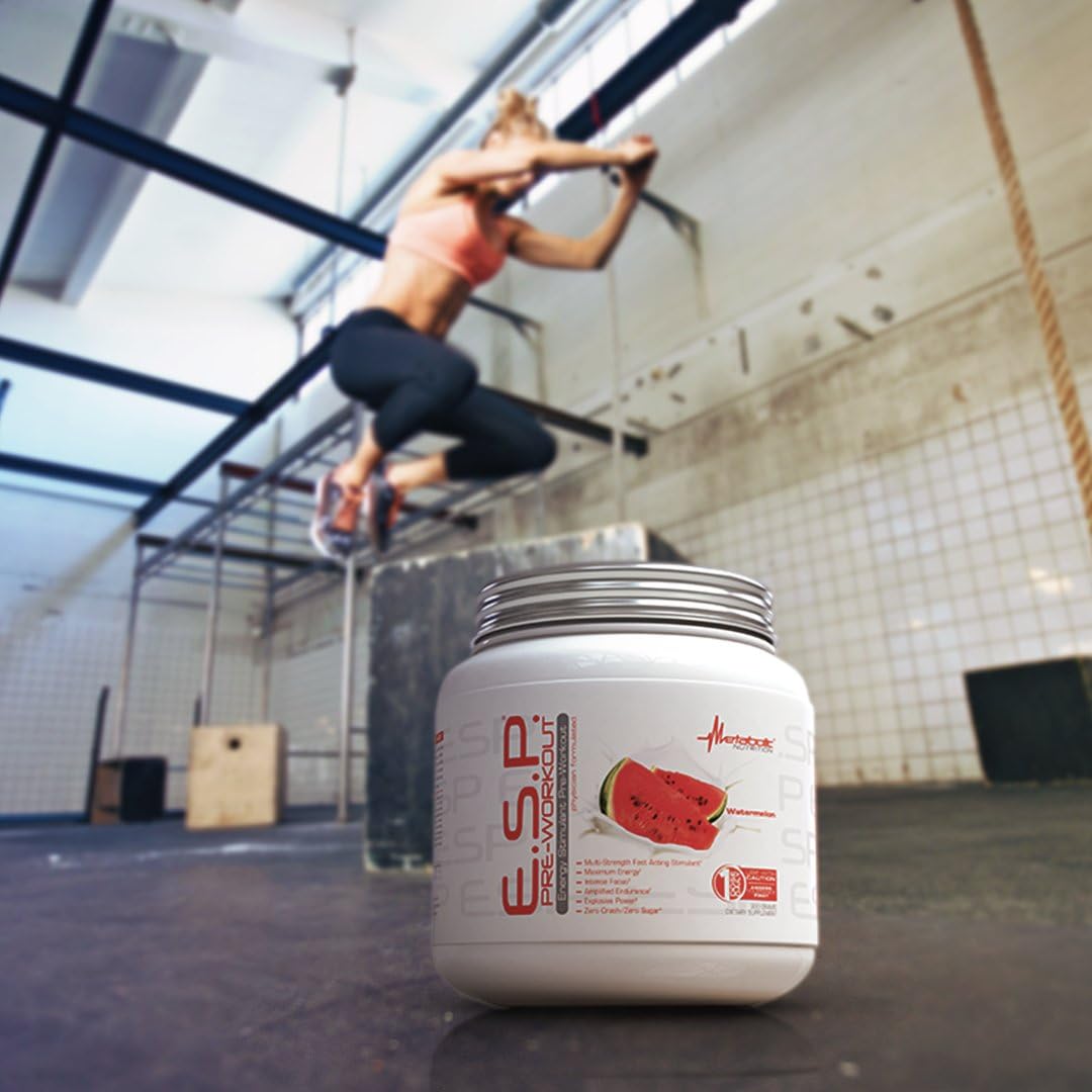 Metabolic Nutrition - Esp - Stimulating Pre Workout, Pre Intra Workout Supplement, Energy & Endurance Stimulating, Natural, Safe & Mental Focus, Watermelon 300 Grams (90 Servings) : Health & Household