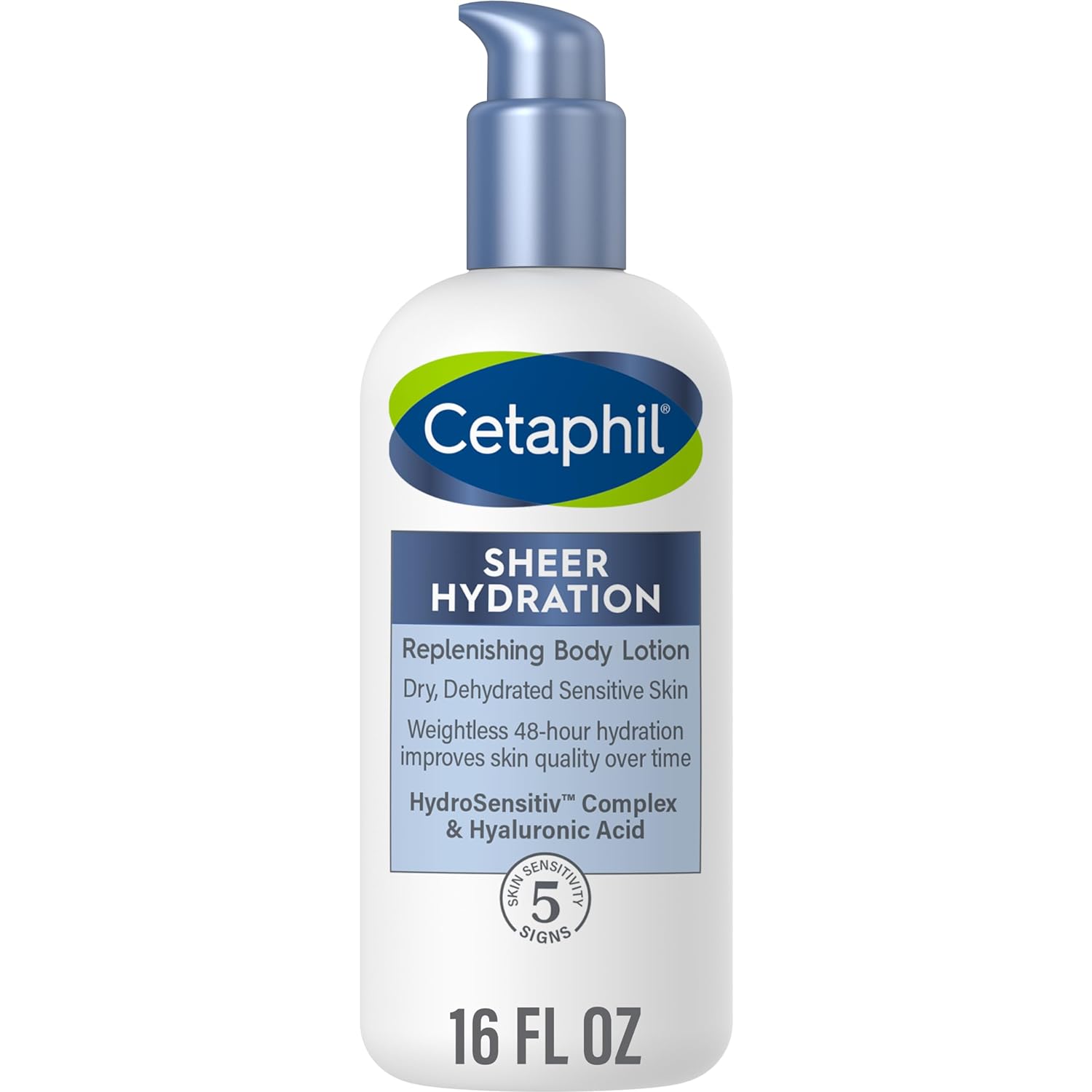 Cetaphil Sheer Hydration Fragrance Free Replenishing Body Lotion for Dry Skin, 16 fl oz, Mother's Day Gifts, 48Hr Sensitive Skin Body Moisturizer, With Hyaluronic Acid, Vitamin E & B5
