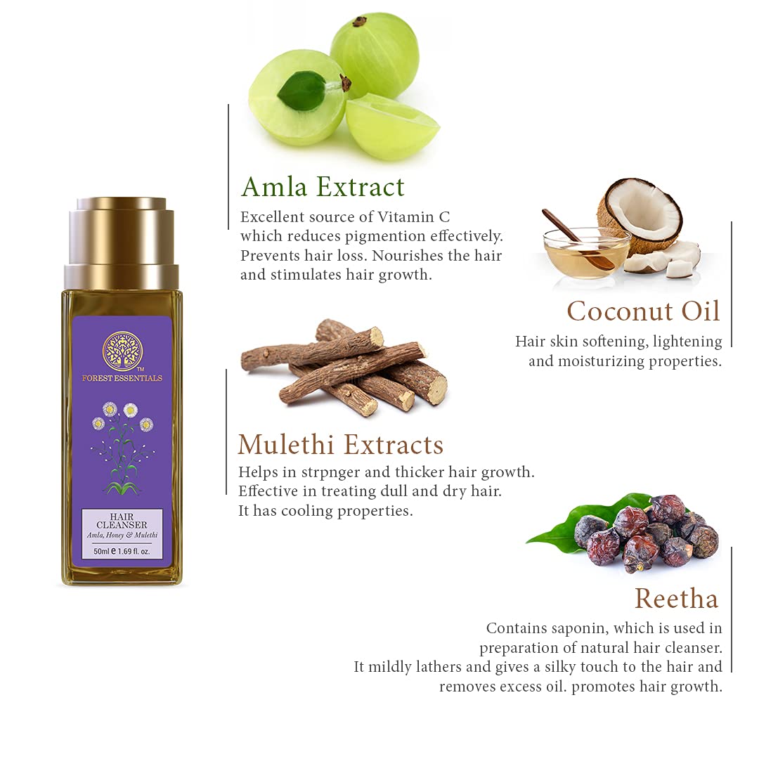 Forest Essentials Hair Cleanser Amla, Honey & Mulethi, 50Ml : Beauty & Personal Care