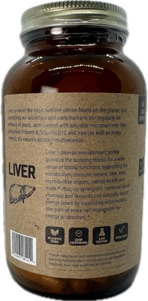 Mk Supplements – Grass Fed Beef Liver 3000 Mg, Freeze-Dried Beef Liver Capsules, 100% Pasture-Raised In New Zealand, 180 Liver Capsules, 45-Day Supply