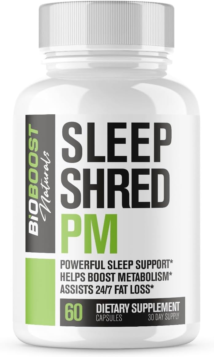 Sleep Shred Pm | Night Time Fat Burner Weight Loss Pills For Women & Men + Appetite Suppressant | Shred Fat While You Sleep | Powerful Sleep Aid, Belly Fat Burner | Metabolism Booster - 60 Capsules