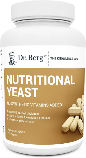 Dr. Berg Nutritional Yeast Tablets – Natural B12 Added - All 8 B Vitamin Complex – Organic Vanilla Flavor - 270 Vegan Tablets Dietary Supplements