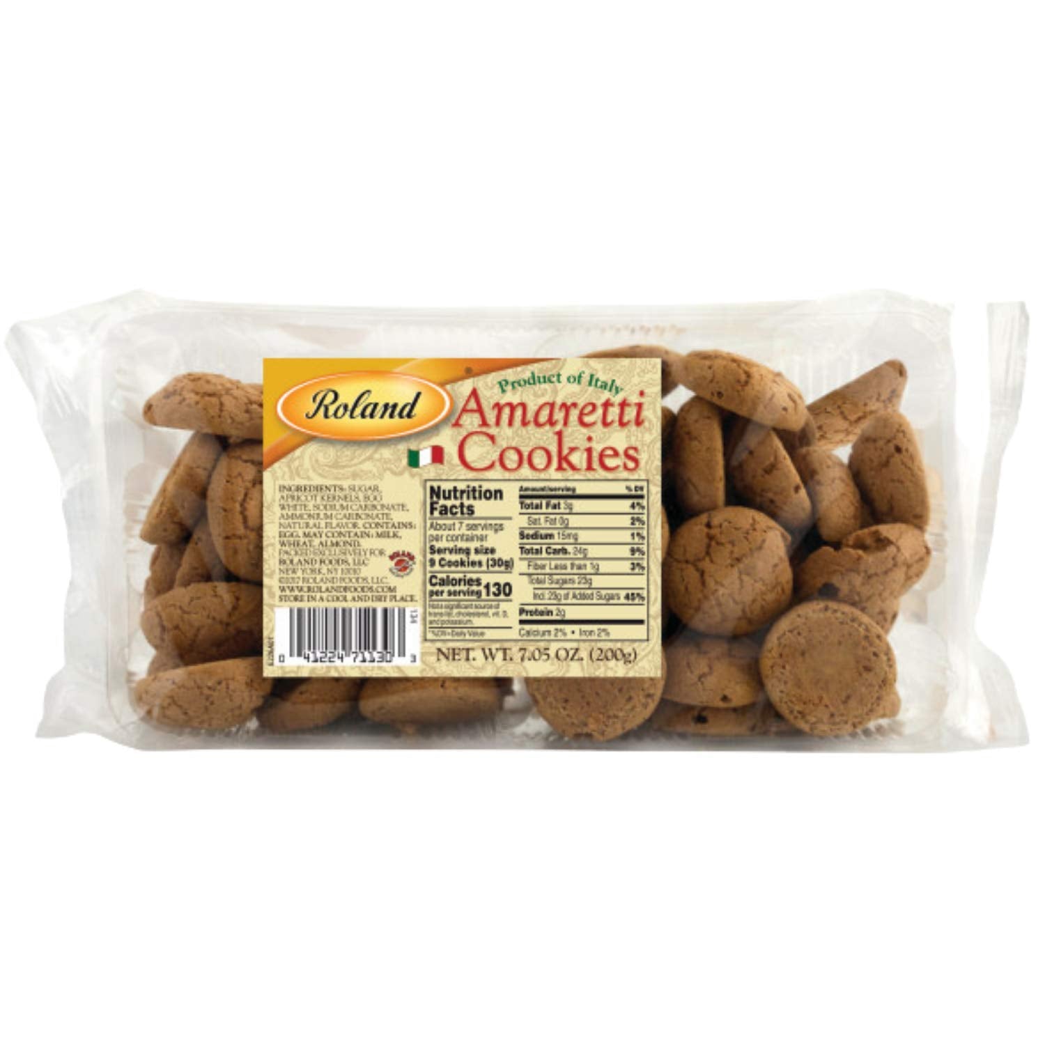 Roland Foods Amaretti Cookies, 7 Ounce Bag, Pack of 5