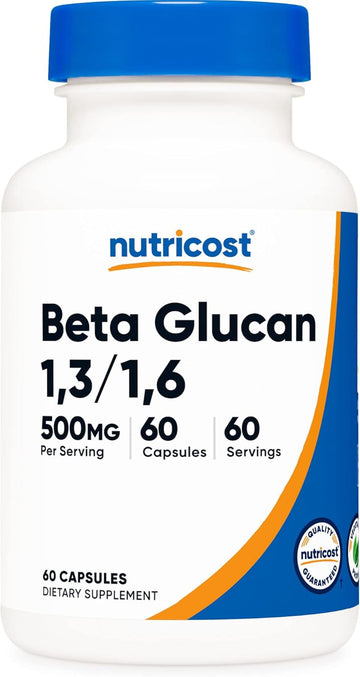 Nutricost Beta Glucan 500Mg 1,3/1,6 D-Glucan, 60 Vegetarian Capsules - Gluten Free, Non-Gmo