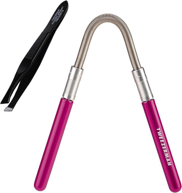 Tweezerman Smooth Finish Facial Hair Remover Pink - Easy And Gentle Facial Hair Remover For Women, Tweezerette Tweezer Included In Pack