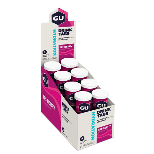 GU Energy Hydration Electrolyte Drink Tablets, Vegan, Gluten Free & Caffeine Free, Enhanced Endurance Sports Drink for Running, Cycling, Triathlon, 8-Count (96 Servings), Tri-Berry : Health & Household