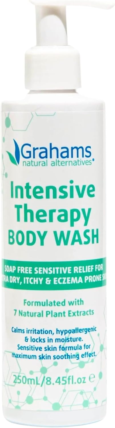 Grahams Natural Intensive Therapy Body Wash - For Eczema & Psoriasis Prone, Sensitive, Itchy Skin - Hypoallergenic, Fragrance & Soap-Free - 7 Natural Plant Extracts (1 X 250Ml)