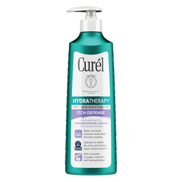 Curel Hydra Therapy, Itch Defense Moisturizer, Wet Skin Lotion, 12 Ounce, With Advanced Ceramide Complex, Vitamin E, & Oatmeal Extract, Helps To Repair Moisture Barrier