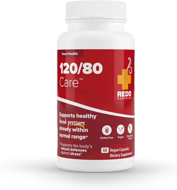 Redd Remedies, 120/80 Care, Heart Health And Natural Blood Pressure Support, 60 Vegan Capsules