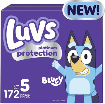 Luvs Platinum Protection Bluey Baby Diapers - Size 5, 172 Count, Disposable Baby Diapers (Packaging May Vary)