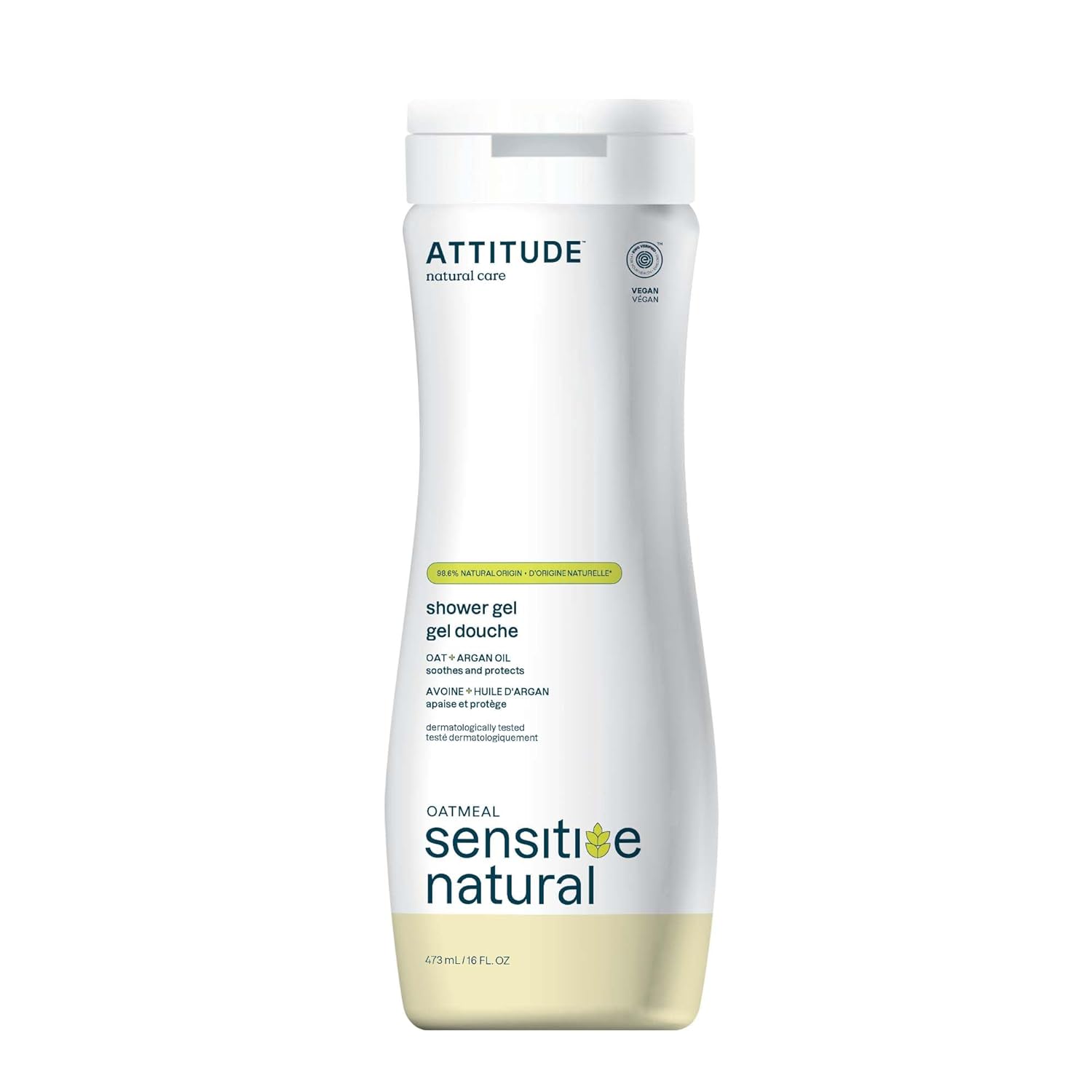 Attitude Body Wash For Sensitive Skin With Oat And Argan Oil, Ewg Verified, Dermatologically Tested, Vegan, 16 Fl Oz